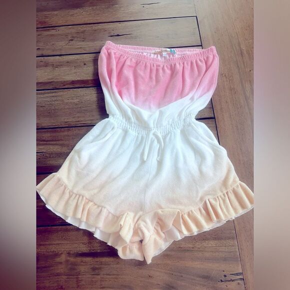 Vintage Havana Pink Terry Cloth cover-up strapless romper! Girls XL/16 - Picture 3 of 3